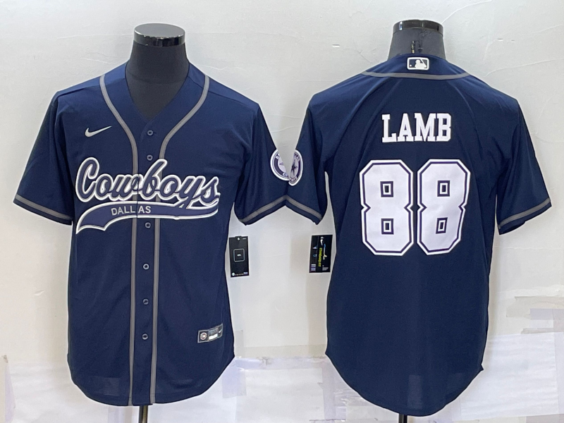 Men's Dallas Cowboys CeeDee Lamb #88 Navy Jersey Joint Edition